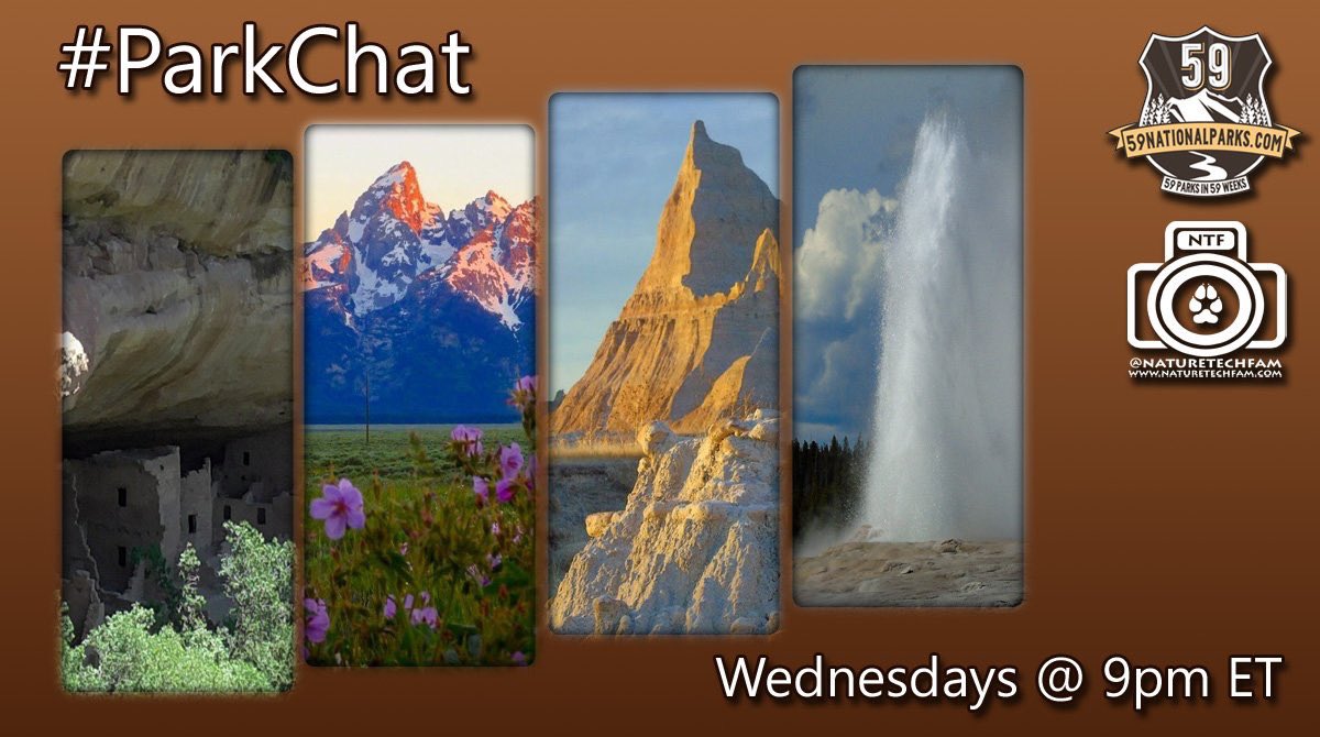 This Wednesday #ParkChat welcomes @Travel_Stamps as our special guest host. I’m not exactly sure what the topic will be yet but you may want to have your Parks Passport handy. See you at 9 PM. @naturetechfam