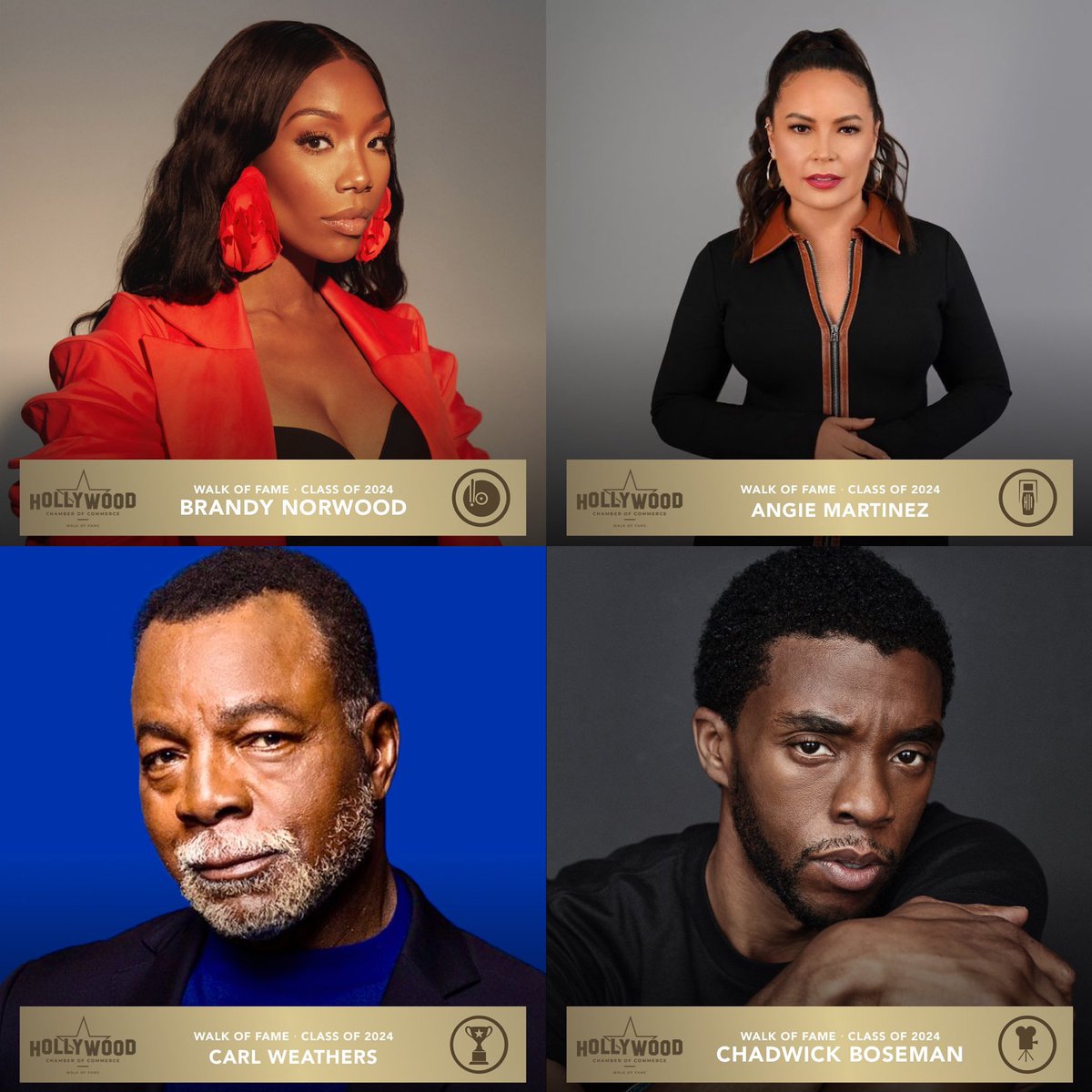 Congratulations to some of the inductees of the 2024 Class of the Hollywood Walk of Fame: Otis Redding, Toni Braxton, Brandy, Angie Martinez, Sheryl Lee Ralph, Kerry Washington, Carl Weathers and Chadwick Boseman! 🔥