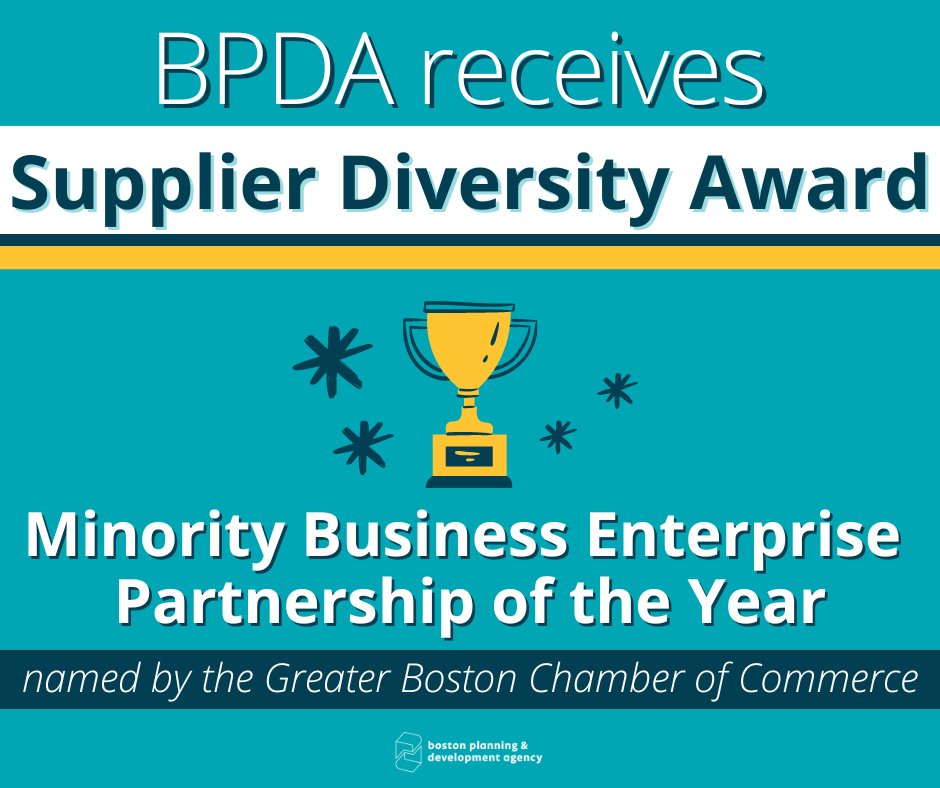 The BPDA has been awarded the Greater Boston Chamber of Commerce Pacesetters Supplier Diversity Award for Minority Business Enterprise Partnership of the Year for our work with Casablanca Services Inc. Learn more here: bostonplans.org/news-calendar/…