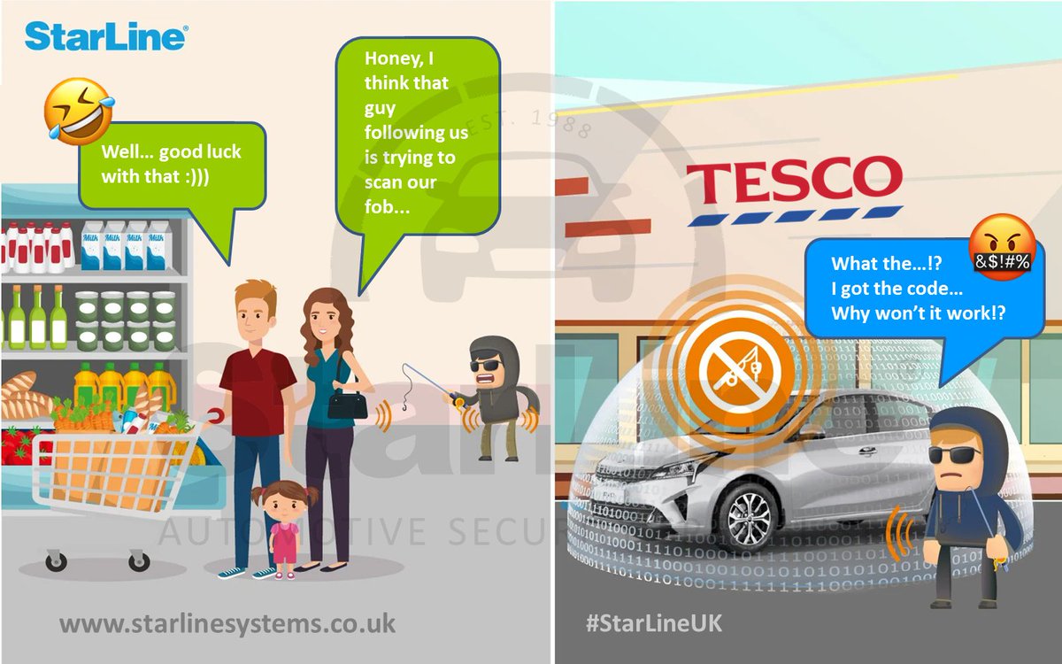 StarLineSystems's tweet image. #KeylessTheft –the most widespread #VehicleTheft method in the UK. A vehicle can be stolen in under a minute (!) using a method called the #RelayAttack 

#StarLine offers multi-layered protection against #RelayTheft as well as lesser known theft methods: 

facebook.com/StarlineSystem…