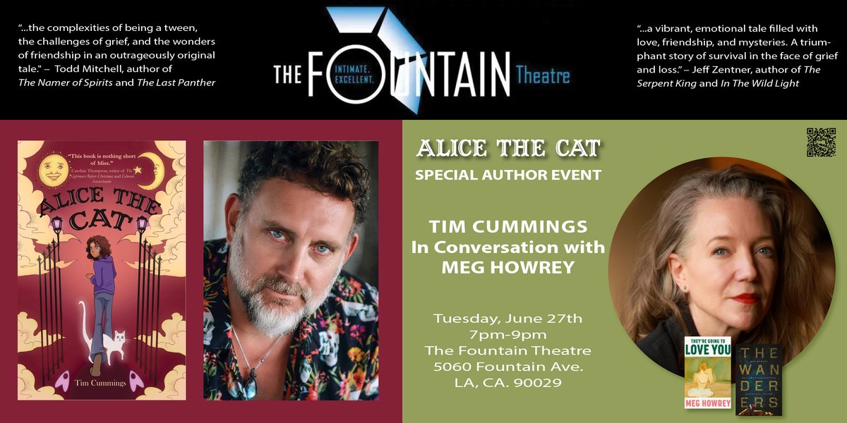 JOIN US tomorrow night, Tues June 27 @ 7pm for a conversation and book signing with Fountain actor Tim Cummings, author of 'Alice the Cat.' @Cummingstime #alicethecatbook   fountaintheatre.com/events/alice-t…