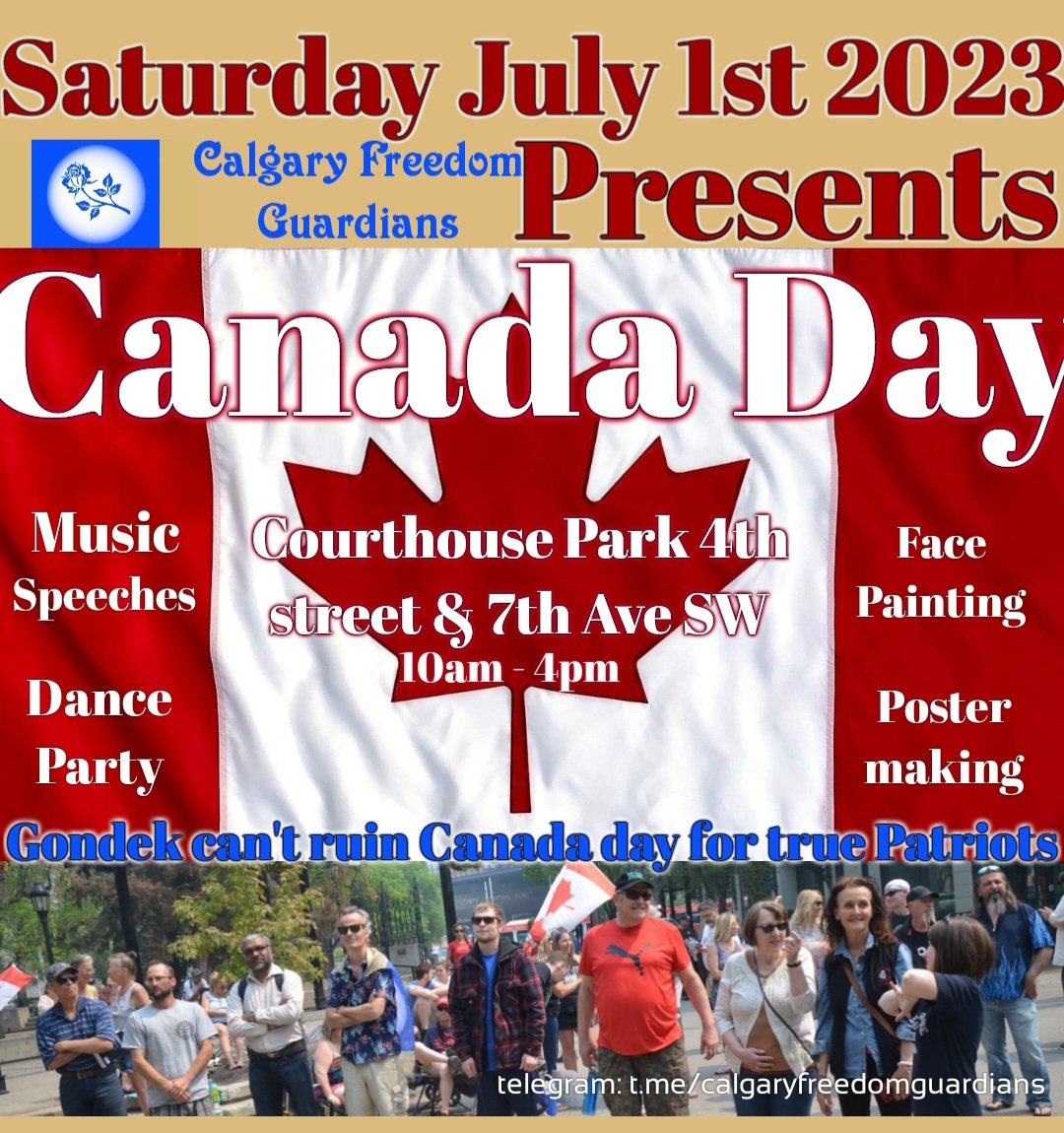 CFGuardians's tweet photo. This Saturday, bring a picnic lunch. #canadaday #freedom #FreedomOfSpeech #Calgaryfreedom #Calgaryrallies # https://t.co/yA4y9LuKa6