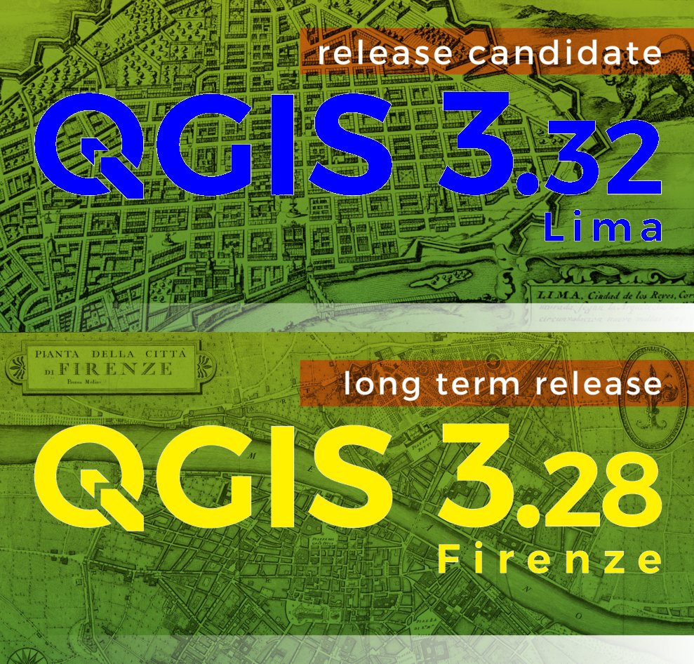 Linux, Windows and Mac packages of point release #QGIS 3.28.8 'Firenze' (LTR) and 3.32.0 'Lima' (RC) ready on qgis.org. Make maps not war!