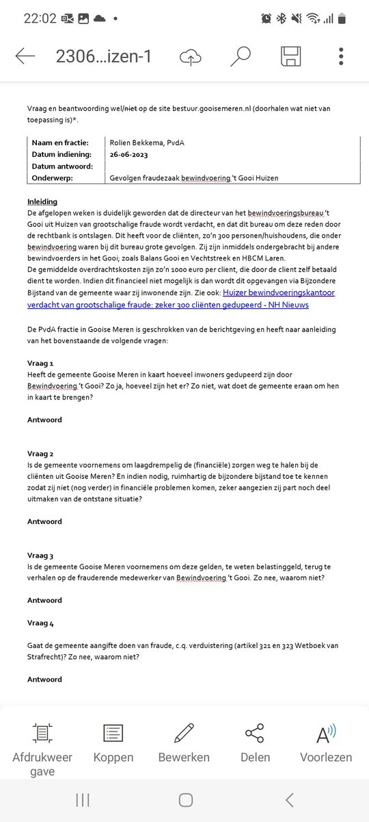 Vandaag hebben wij vragen gesteld over de fraude bij Bewindvoering 't Gooi uit Huizen en de (financiële) gevolgen voor onze inwoners. 
Zie ook: nhnieuws.nl/nieuws/320693/…