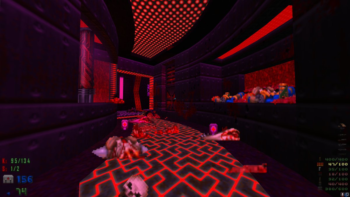 My journey through BREAK// POINT// continues with Trip Hazard from @majorarlene, which SOMEHOW continues to maintain the quality of the previous levels, with a particularly devilish final fight to boot

#gzdoom #doom #doommod #boomershooter