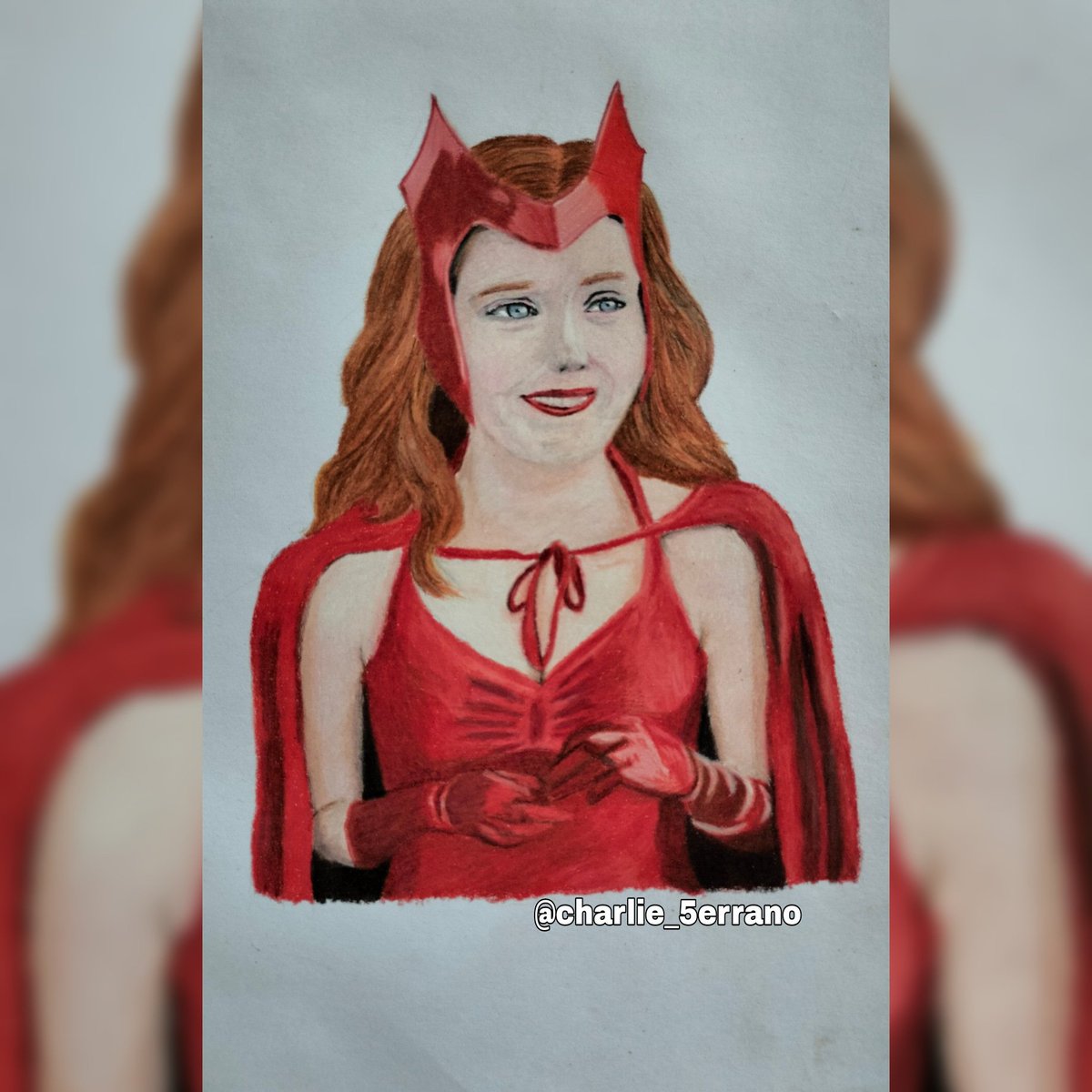 Charlie_5errano's tweet photo. Bruja Escarlata terminada. Para ser honesto no me quedo del todo bien, pero al final es lo que pasa cuando dejas de dibujar por bastante tiempo 🫠. Seguiré esforzándome en las proporciones y los detalles realistas. #scarletwitch #draw #dibujo #prismacolor #twitterdraw https://t.co/AAgGkq0kA7
