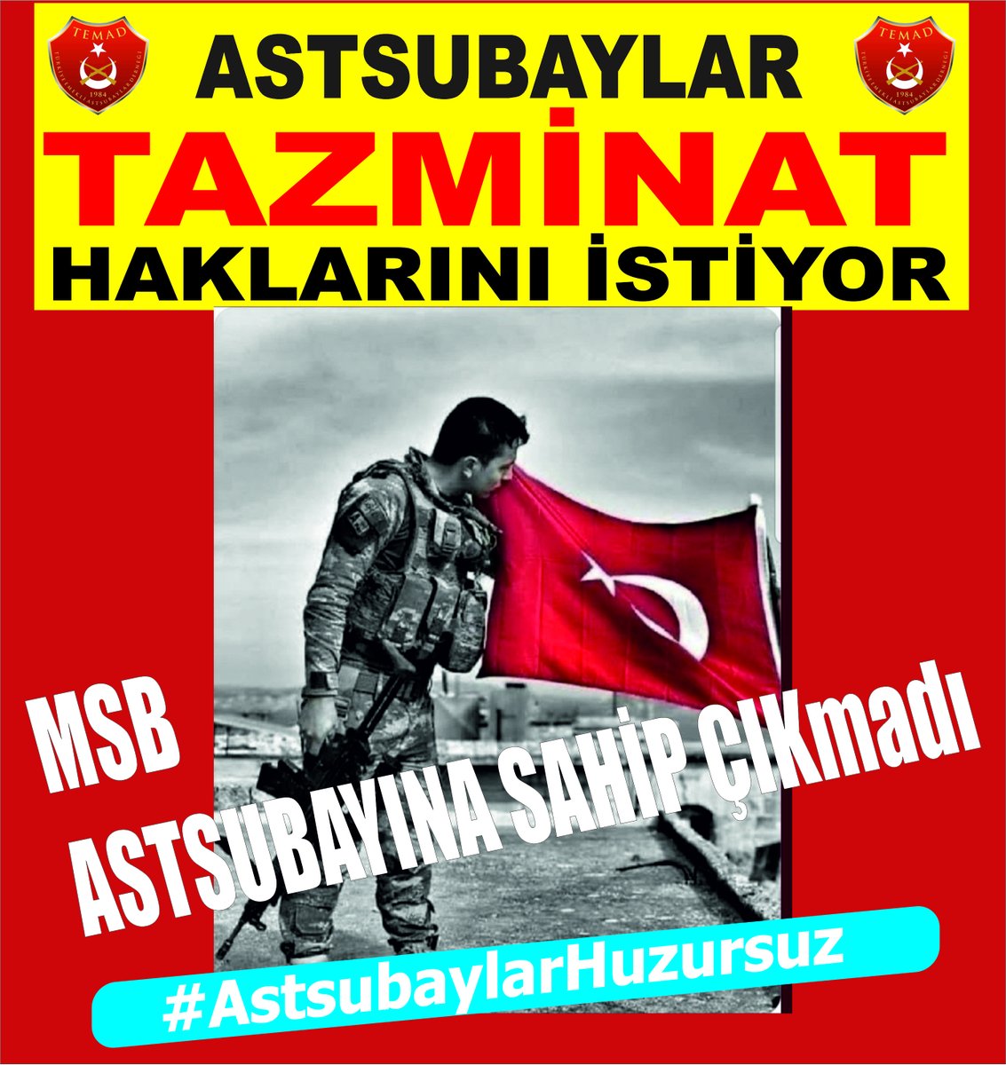 SAYIN MESLEKDAŞLARIMIZ,   AÇLIK SINIRINDA EMEKLİ MAAŞI ALMAYI HAK ETMİYORUZ.....
Emekli astsubaylar olarak ek iş yapmadan geçinemiyoruz !     

Biz yıllarımızı hayatımızı verdiğimiz bu şerefli meslekten Emekliye ayrılırken bizleri böyle mağdur edenlerden HESAP da soramıyoruz !…