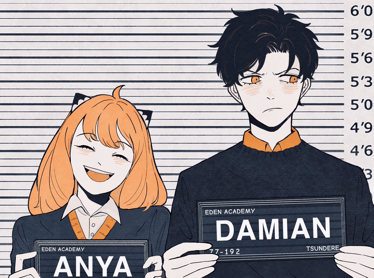 Damian: You call this couple picture?!
Anya: What? It’s super romantic, okay? Plus Becky made you such a cute board.
Damian: …I just can’t with you.
#ダミアニャ
#スパイファミリー  
#SPY_FAMILY  
#damianya