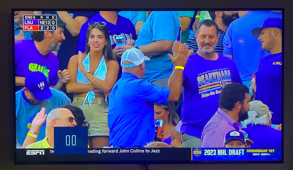 what is he saying to her? 
#CollegeWorldSeries | #MCWS | #LSU