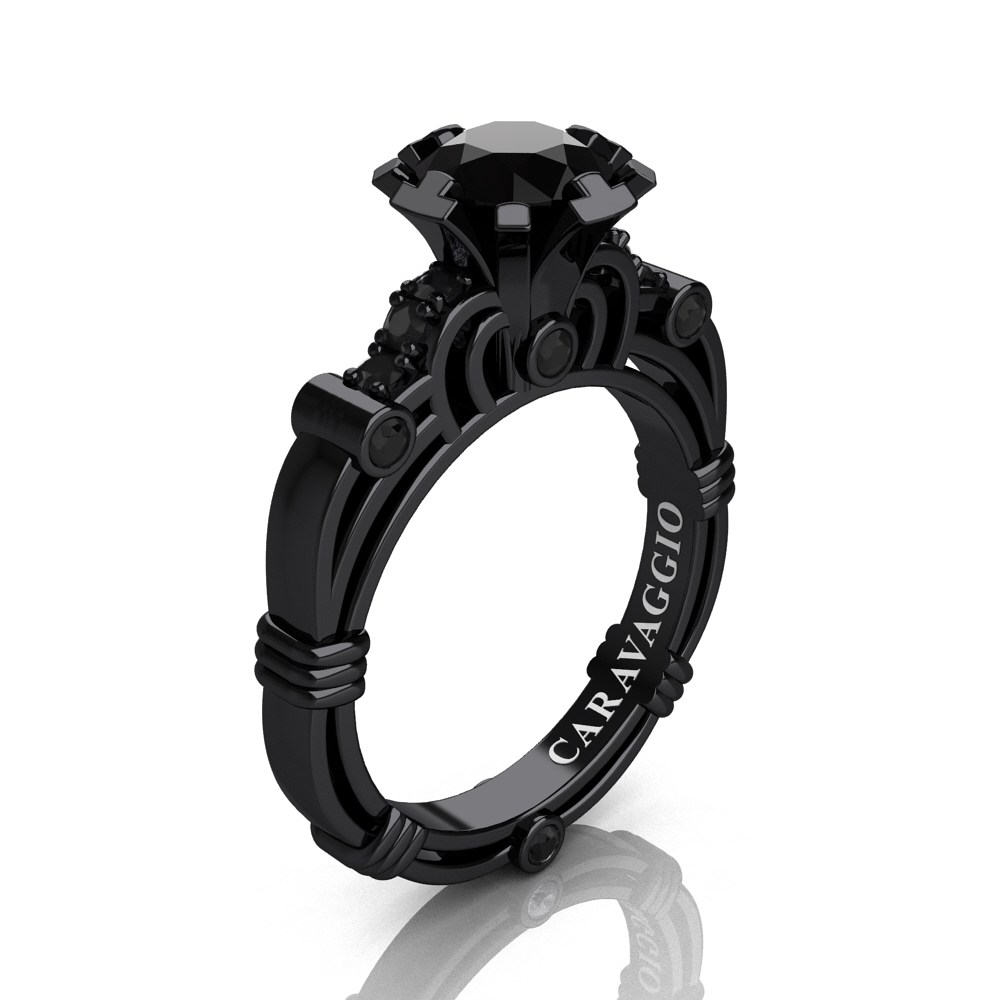 Exclusive 💍 caravaggiojewelry.com/?p=358883 Art Masters Caravaggio 14K Black Gold 1.0 Ct Black Diamond Engagement Ring R623-14KBGBD by Caravaggio™ Jewelry