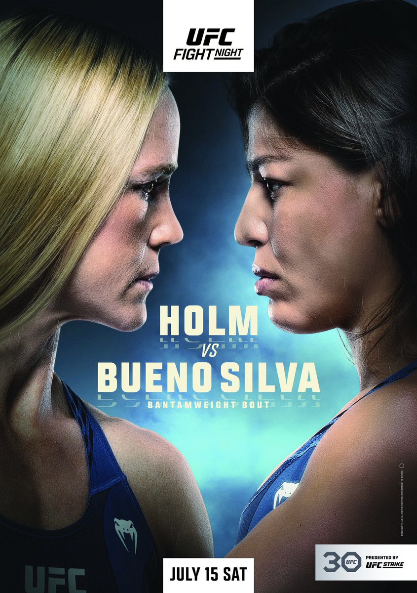 The OFFICIAL poster for #UFCVegas77 has dropped! 🔥 Both women seek to make a statement on July 15 and get a shot at the vacant UFC bantamweight title. Holm or Bueno Silva? #WMMA #UFC