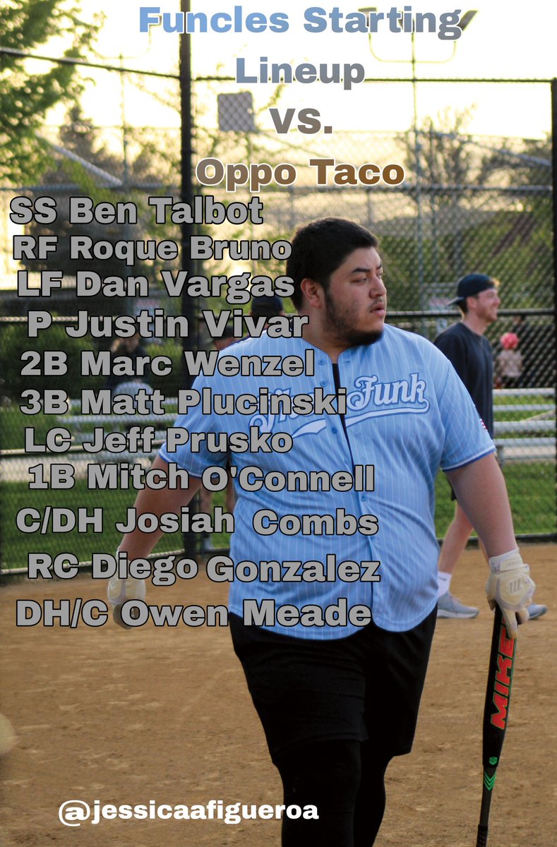 FunclesSoftball's tweet image. Taco dinner lineup Funcs under the lights 😎🔦