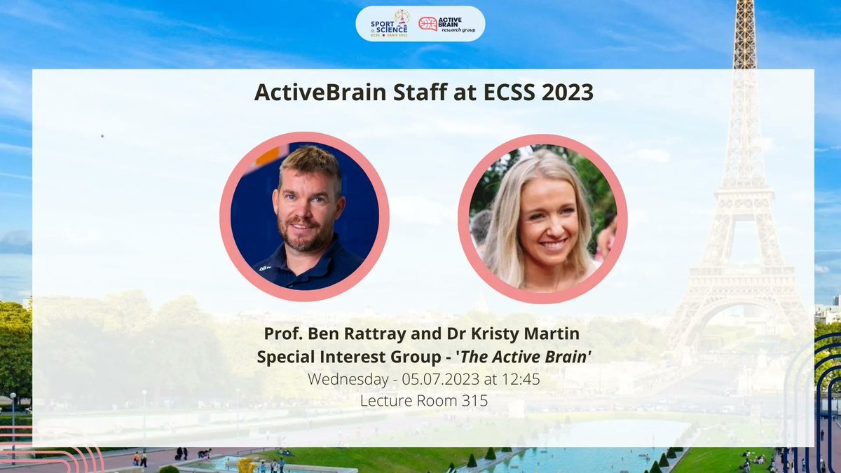 With one week till #ECSS2023, it's time for a sneak-peek at what the @activebrain team is involved in! Starting with #theactivebrain SIG in which @benrattray and @kristy_m22 have raised from the ground up. Wednesday 5.7.23 at 12.45. @E_C_S_S