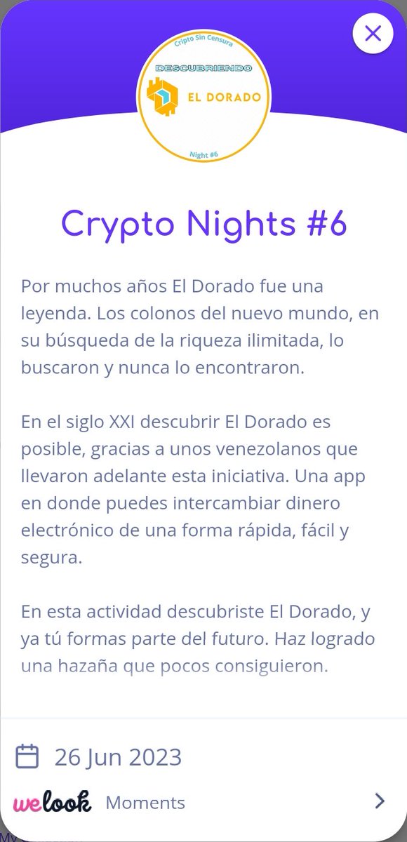 mirnayonis's tweet photo. Muy buena la actividad #CriptoNights
Fluido y amigable abordaje del anfitrión @gordonesroo y el invitado @Saludiego201
En #CriptoSinCensura
Gracias por compartir conocimiento #Cripto #exchange y de la #billetera #ElDorado
Gracias por el #POAP
Sigo aprendiendo #AmiRitmo ☺️ https://t.co/rPD7ek8FeK