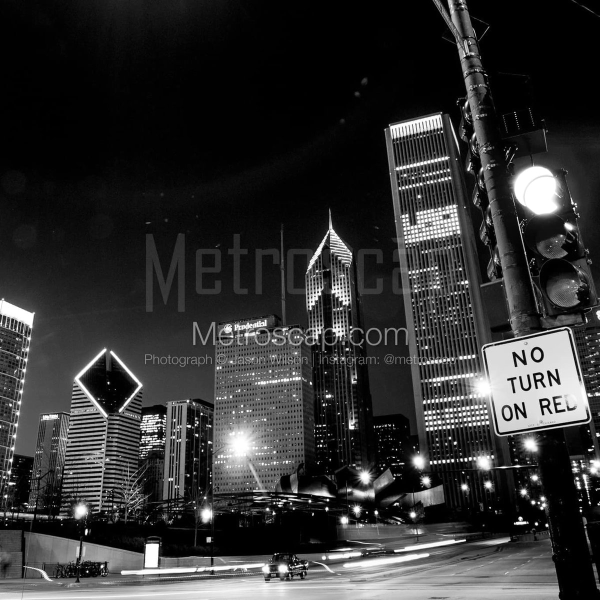 Chicago art Black & White: No Turn on Red at Columbus Drive and Monroe Street #chicago #windycity #chitown #lakeMichigan #navyPier #312 #BlackWhite | metroscap.com/downtown-chica…