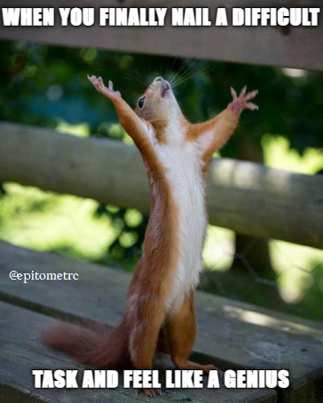 epitometrc's tweet photo. When you conquer a challenging project and realize your inner genius, you can't help but go nuts with joy! 🐿️🎉

#GeniusModeActivated #AchievementUnlocked #TaskAccomplished #NailedIt #GeniusAtWork #epitometrc #Memes #ConqueringChallenges https://t.co/wAIP80oBAF