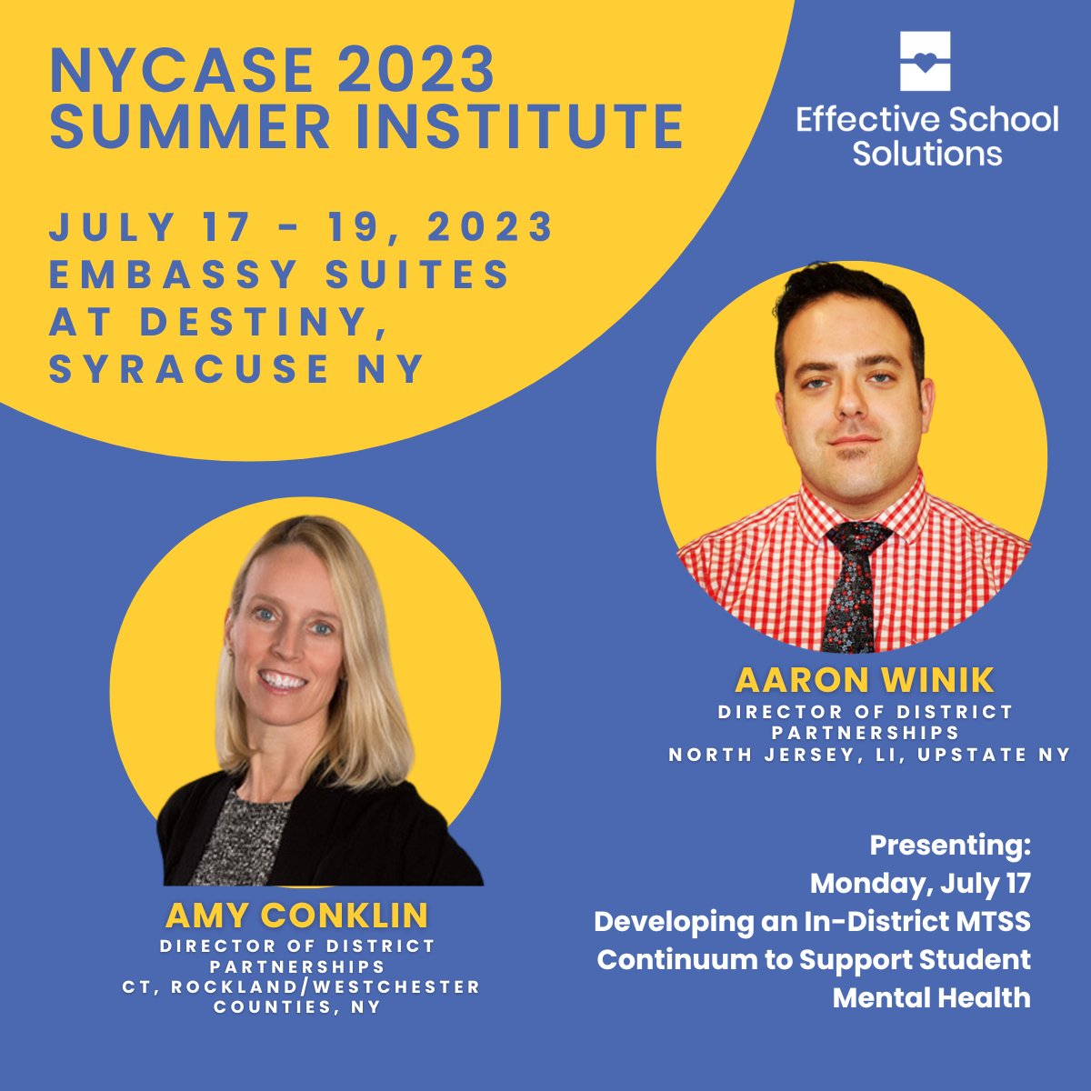 Excited to be part of the transformative 2023 Summer Institute from July 17 - 19 at Embassy Suites in #syracuseny! 🌟Two of our Directors of District Partnerships @amyconklin and @aaronwinik will be joining special education leaders and educators at the @NY_NYCASE  Summer…