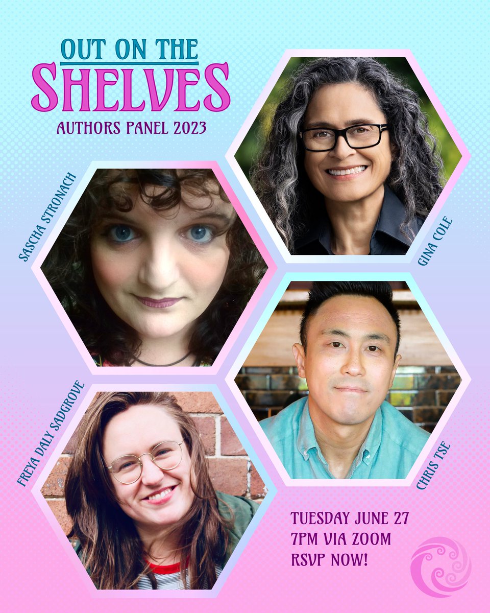 Tonight! The Out on the Shelves Authors Panel is an online event featuring <a href="/GinaColeWriter/">Gina Cole</a>, @understatesmen, <a href="/FreyaDalySad/">Cool Freya</a> and me. 🏳️‍🌈🏳️‍⚧️🌈
Tuesday 27 June, 7pm. 
RSVP for the Zoom link: docs.google.com/forms/d/e/1FAI…