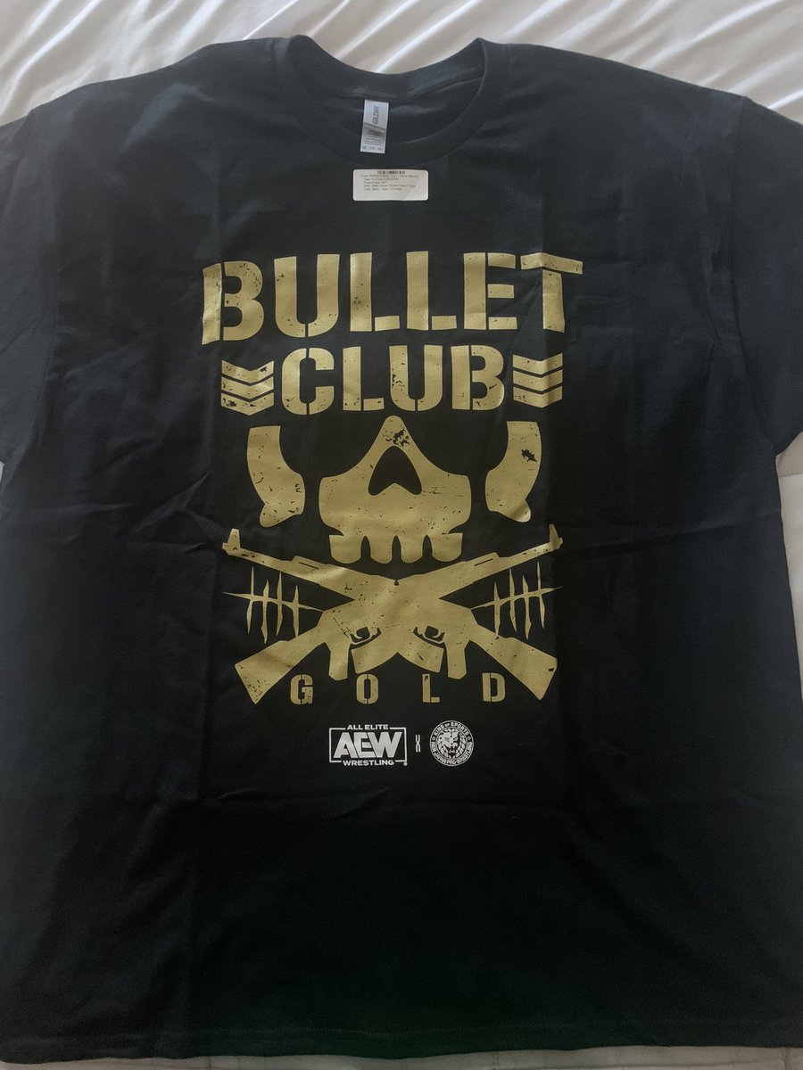 My Bullet Club Gold T-Shirt Has Arrival 👉💀🔫💛✨ @JayWhiteNZ #JuiceRobinson @coltengunn @theaustingunn #GunnsUp