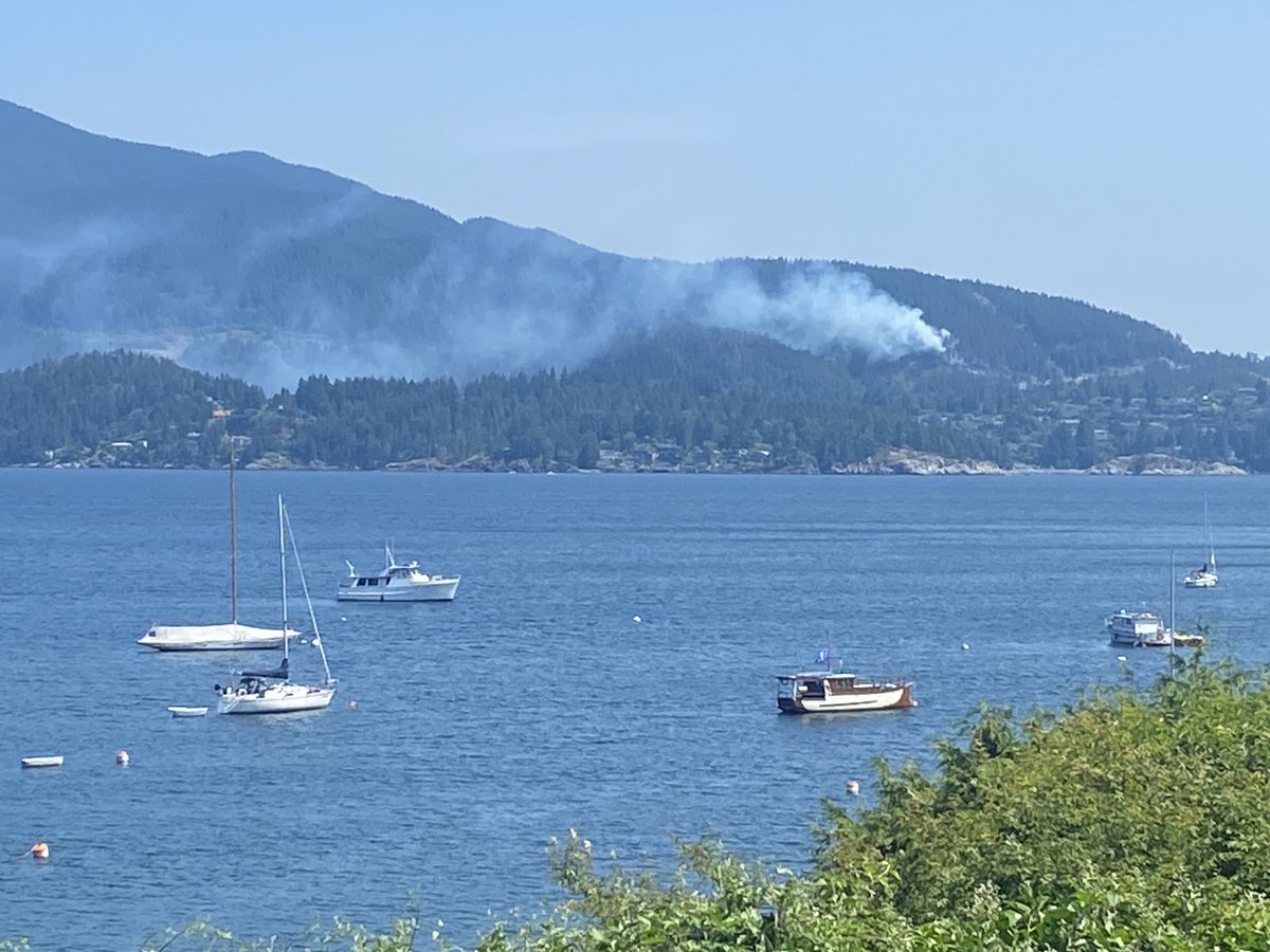 #forestfire near #HorseshoeBay being watched by two #Conair aircraft at this moment - view from #BowenIsland