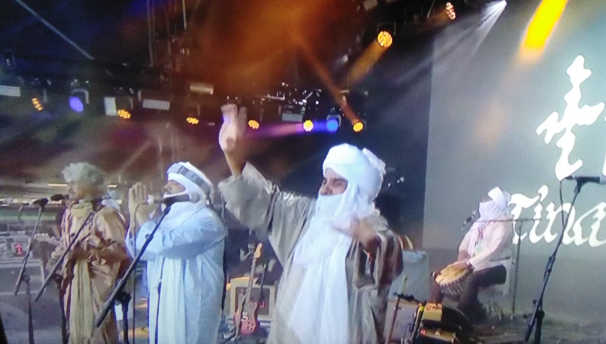 By far the best discovery of Glastonbury this year. Touareg desert rockers Tinariwen. Feel like I'm on a gap yaaaaah