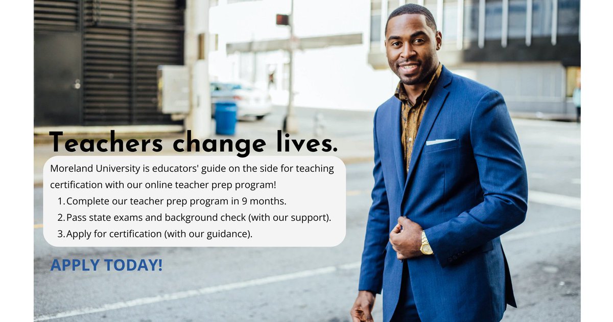 Moreland_MU's tweet image. Every day, we see the impact teachers make on students’ lives. At Moreland University, we are dedicated to empowering teachers to overcome challenges and support students in dynamic and diverse classrooms. #teachersmatter #teachingcertificate #teachingcredential #teachinglicense