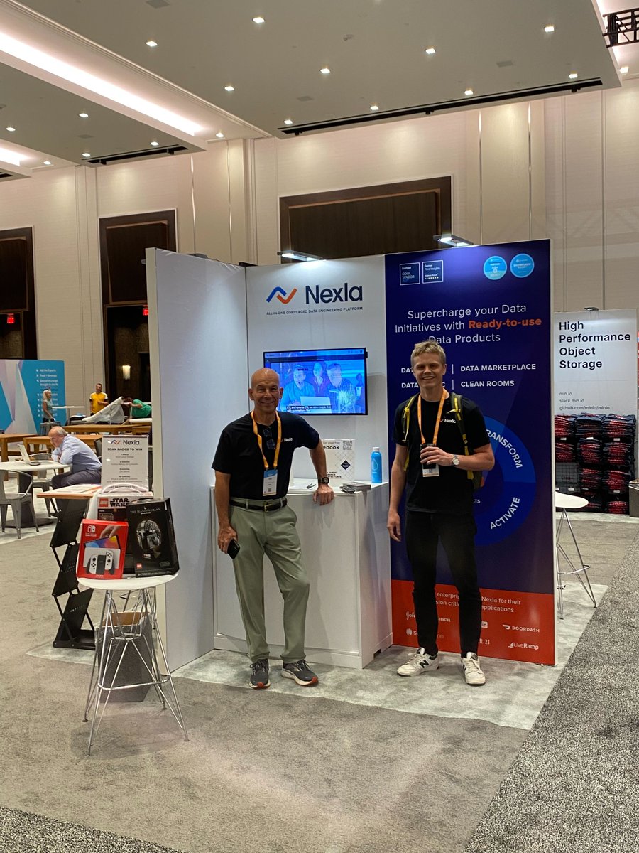 We're here at #Summit23, booth 1851-B! Nexla's unified #dataplatform enables anyone to discover, integrate, transform, deliver, and monitor all data thanks to our #dataproduct-centric approach. 

Stop by for a free ebook, enter our giveaway, and try a live demo. See you soon!