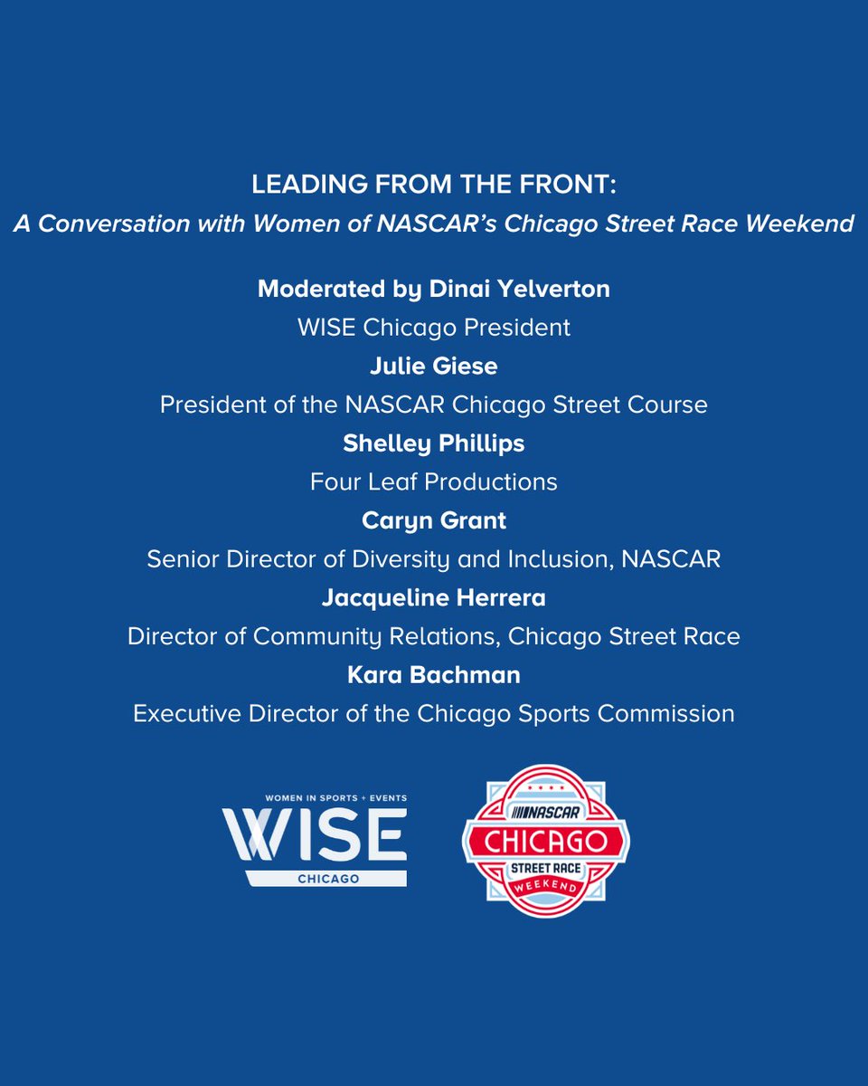 A few tickets left! 🏁

Join WISE Chicago for a conversation with the Women of <a href="/NASCARChicago/">NASCAR Chicago Street Race</a> on Tuesday, June 27th. 

eventbrite.com/e/leading-from…