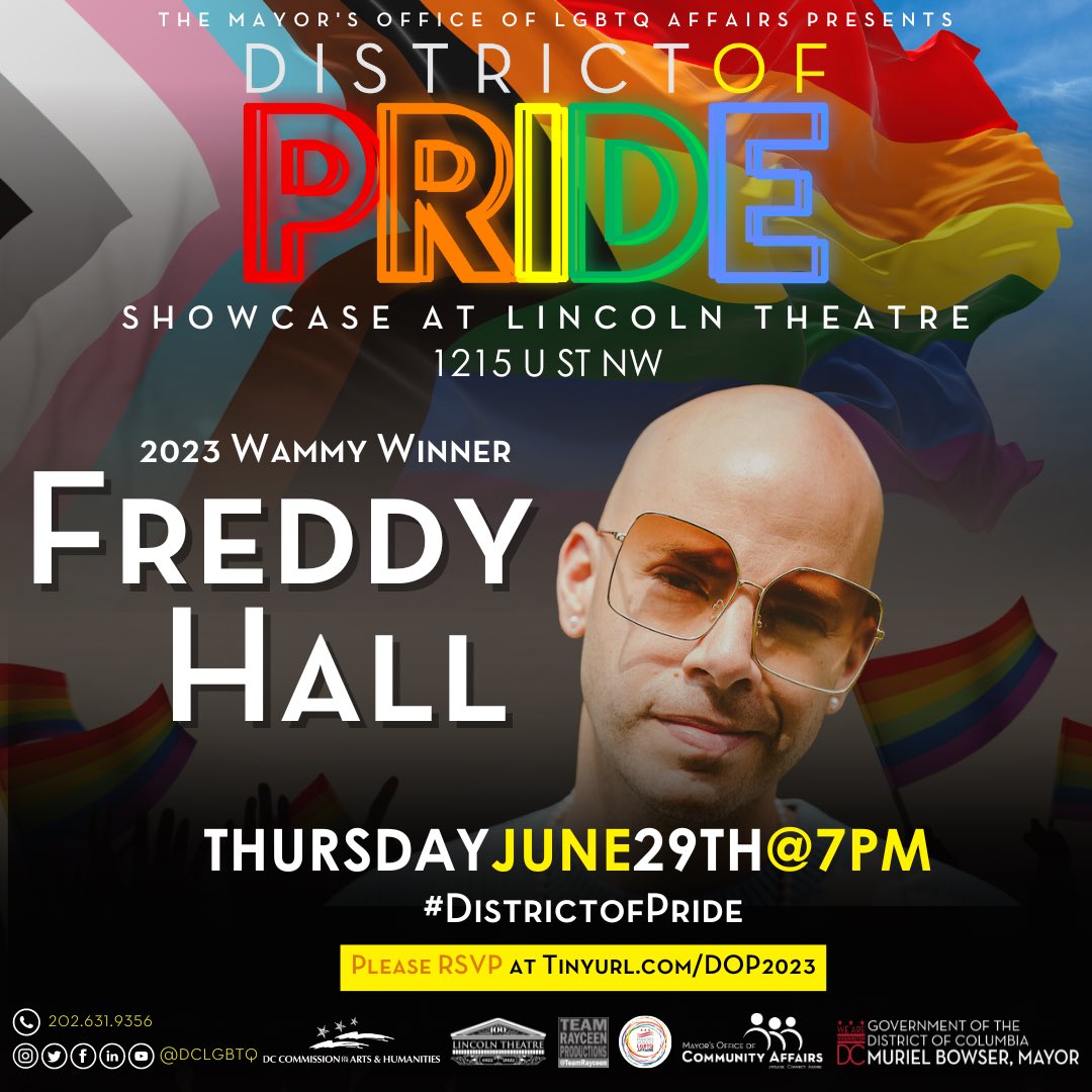 DCLGBTQ's tweet photo. A closer look at the #DistrictofPride Showcase performers ✨

https://t.co/nBl18G5Xeb

@Djhoney215 | DJ
@cakedoesdrag | Drag Performer
@IAMPINKMONI | Rapper
@iamfreddyhall | Singer https://t.co/cg8nq8dxav