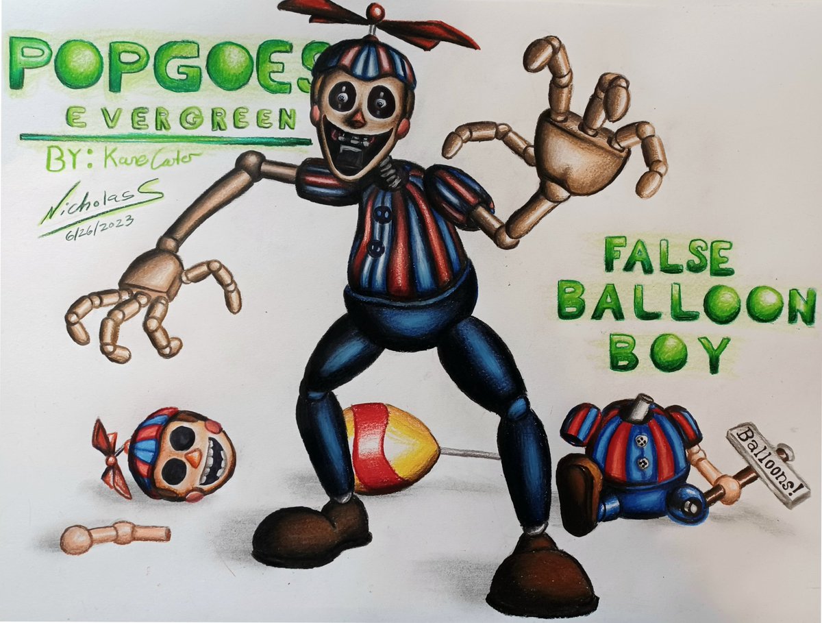 Well well well we got False Balloon boy from the Charity Stream and god that jumpscare scared me.... 
Thanks Kane👍.. . . 
#FNAF #fnaffanart #popgoes #popgoesfanart #Popgoes_Evergreen
#FNAF2 #BalloonBoy