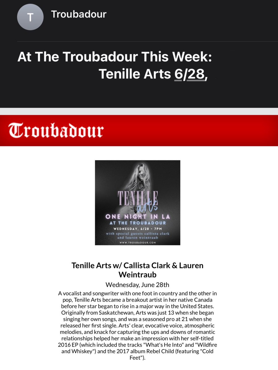 How ya doin, <a href="/TenilleArts/">TENILLE ARTS</a>? 

Who will I be meeting on Wednesday? What songs are you hoping to hear? 👀