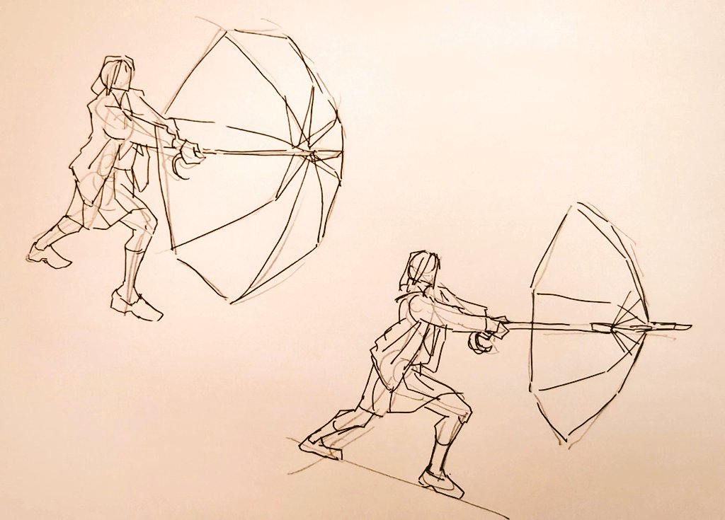 #1日1模写 Ⅲ　182/365
今日は傘をさすセーラー服の女の子と
東屋でした🥰💕🥳
傘の構造、難しい〜💦
でも、楽しかったです✨😆 https://t.co/0qJRvhbuq7