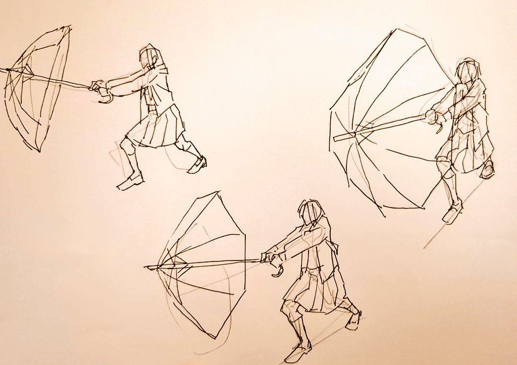 #1日1模写 Ⅲ　182/365
今日は傘をさすセーラー服の女の子と
東屋でした🥰💕🥳
傘の構造、難しい〜💦
でも、楽しかったです✨😆 https://t.co/0qJRvhbuq7