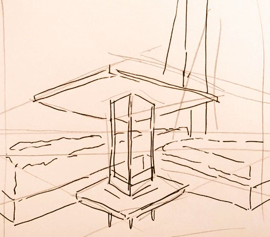 #1日1模写 Ⅲ　182/365
今日は傘をさすセーラー服の女の子と
東屋でした🥰💕🥳
傘の構造、難しい〜💦
でも、楽しかったです✨😆 https://t.co/0qJRvhbuq7