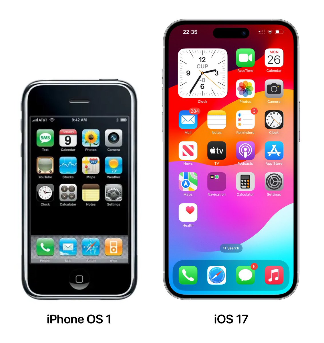 This is the first iPhone vs iPhone 14 Pro on iOS 17! Huge differences in design and icons 

What is your favorite iOS? 🤔 #ios17