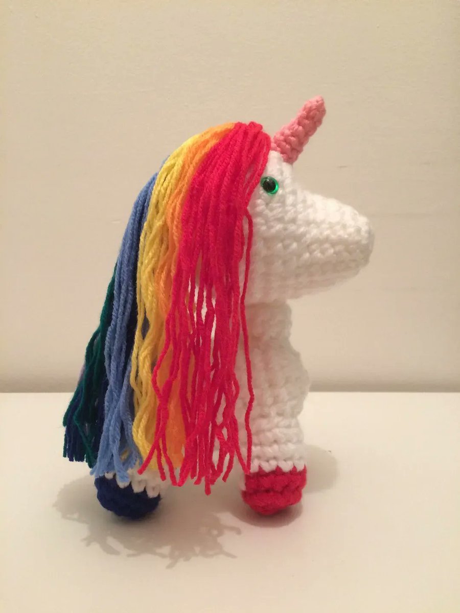 Rainbow Unicorn 9' tall - etsy.com/uk/listing/661… #etsyretwt #unicorn #crochet #amigurumi #etsy #handmade #rainbow #ATEtsyRT #anthonybrighton