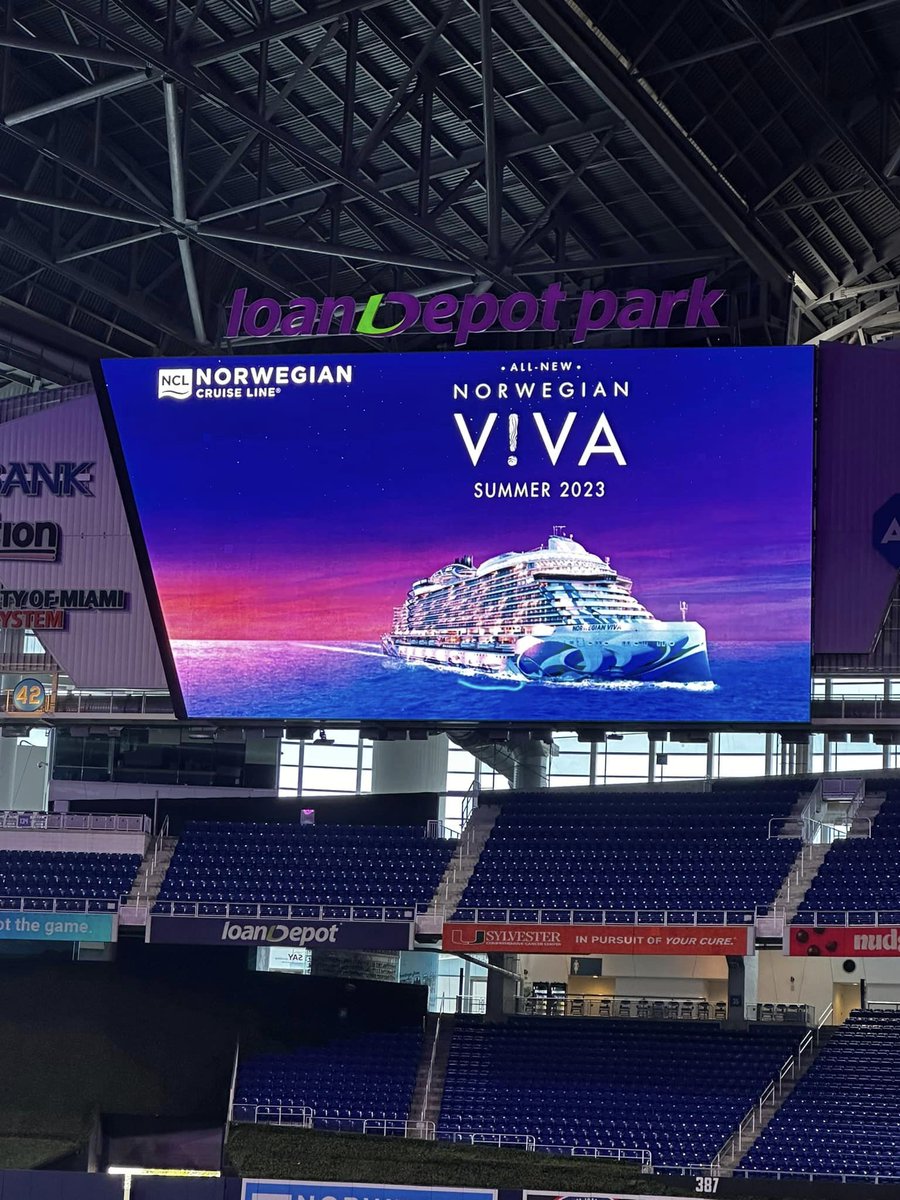 Cruisitude's tweet photo. What do you get when two cruise ship Godmothers head to Marlins Stadium to celebrate the newest Godfather of the Norwegian Viva, international superstar Luis Fonsi? Greatness! #cruiseplanners #cruisitude #cprocks #norwegianviv! #cruiseplanners #cruisitude #cprocks #norwegianviva https://t.co/beXpCMzmoO