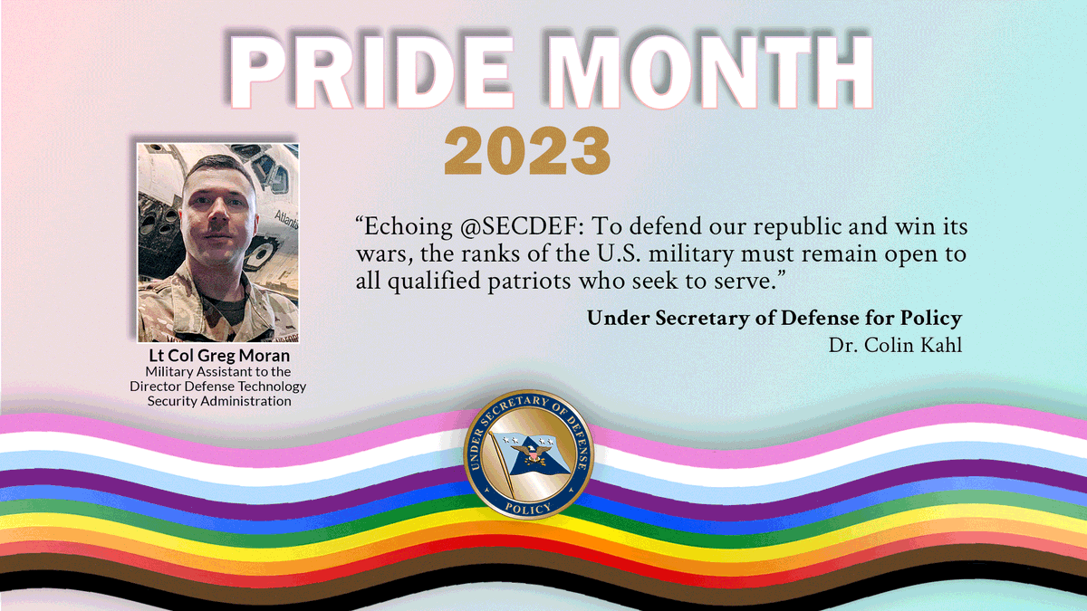 DOW_Policy's tweet photo. Echoing @SECDEF: To defend our republic and win its wars, the ranks of the U.S. military must remain open to all qualified patriots who seek to serve. #PrideInPolicy (4/6) https://t.co/uhfo6EdwBO