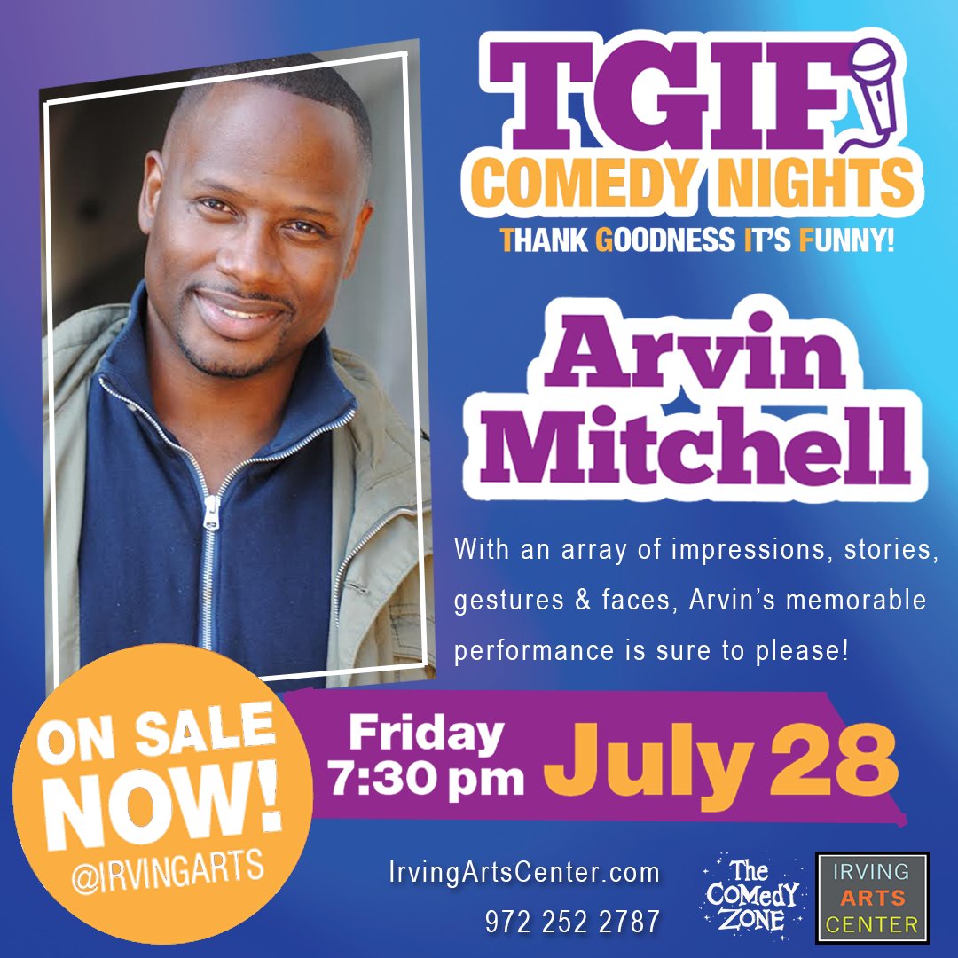 IrvingArts's tweet photo. What's this?? Another comedy show!!
That's right! we have @arvincomedian coming to the Irving Arts Center!
Don't miss out! https://t.co/8dlTf9E8hB
#TGIF #ArvinMitchell #BETClubComicView #OneMicStand #Bringthefunny #irvingtx #standup #standupcomedy https://t.co/7QrY0cVjqe