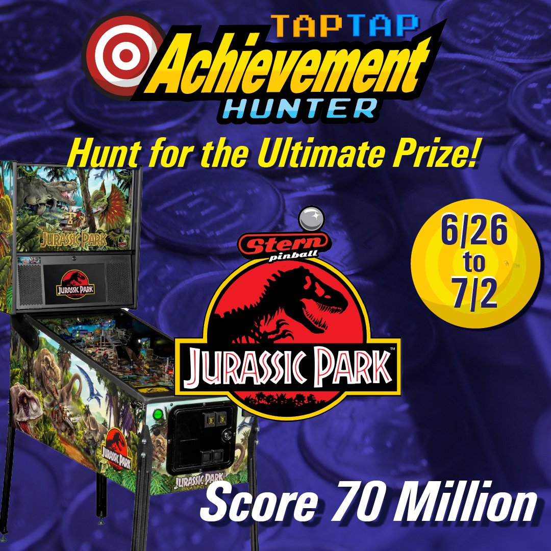 🎯🕹️Play. Score. Redeem your Prize!
This week's hunt: Jurassic Park Pinball 🦖🎟️
Score 70 Million Points to Win!! 
#doubletap #drinklocal #arcadebar #beercade #eatlocal #downtowncedarfalls #achievementhunter #arcadegames #jurassicpark