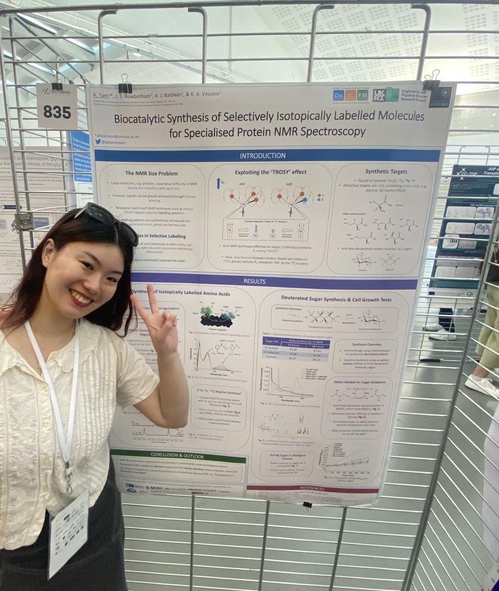 Thanks for all the great discussions today at #biotrans2023 🫶🏻! If you’re also interested in isotopic labelling using deuterated cofactor recycling systems,  come by and check out my poster at slot 835 😆 @vincentgroupox