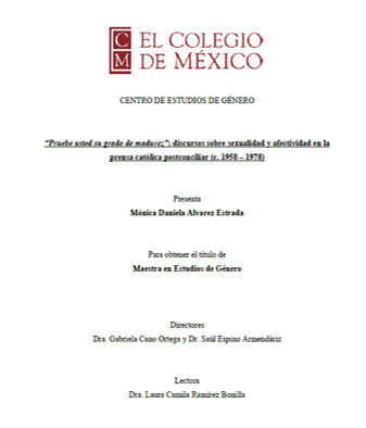 ColmecasA's tweet photo. #RepositorioColmex 

Dale un vistazo a "Pruebe usted su grado de madurez": discursos sobre sexualidad y afectividad en la prensa católica postconciliar (c. 1958-1978)", #tesis de la maestra Alvarez Estrada (@monalvrzz), #Colmecaalumni del @CEGColmex.  

https://t.co/TxirKzacl7 https://t.co/q5G7MqDiCD