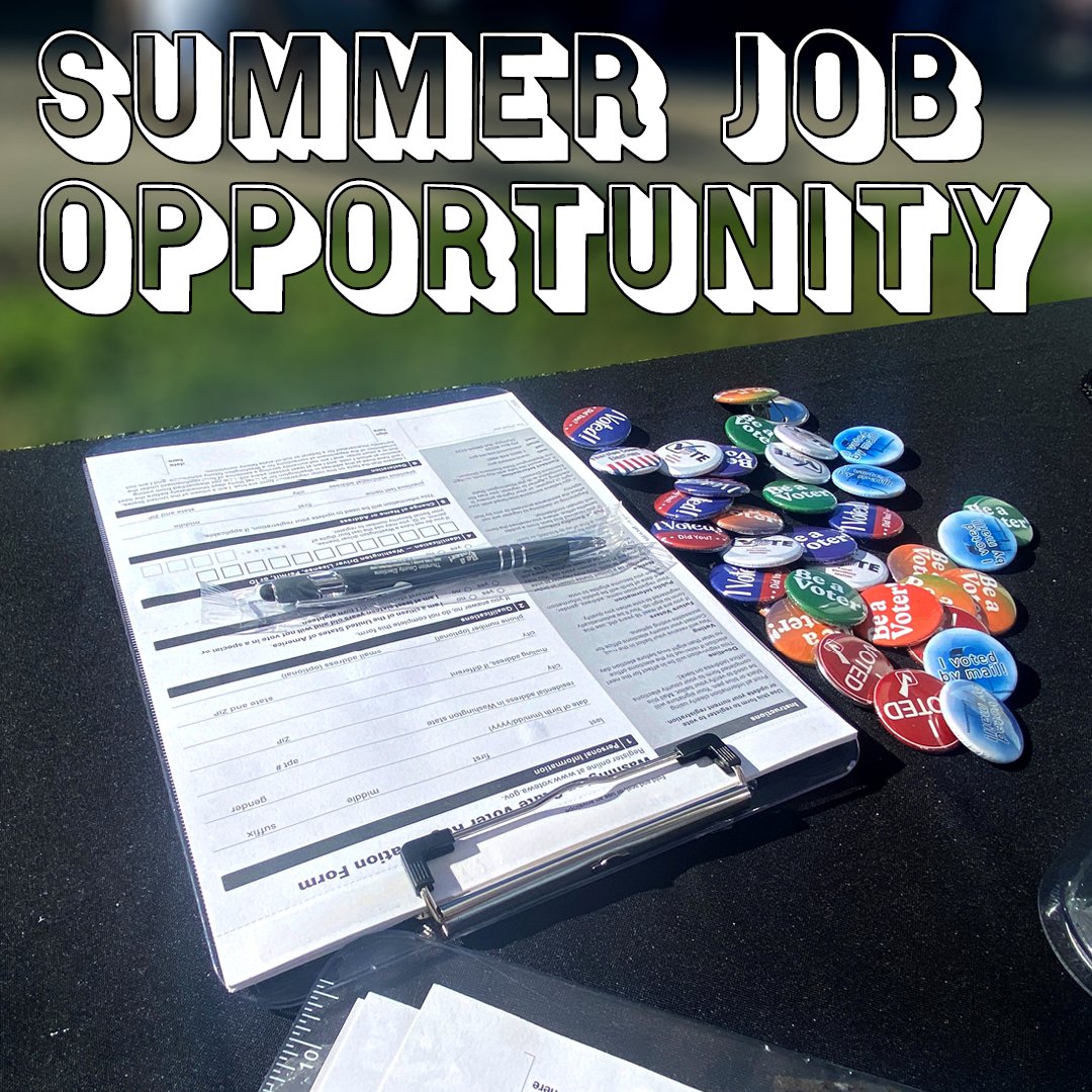 Are you a young person looking for a very part-time summer job? We are hiring! We are looking for people to do voter registrations at various summer festivals & events. Must be at least 18. Interested? Contact us! 360.786.5408 or elections@co.thurston.wa.us