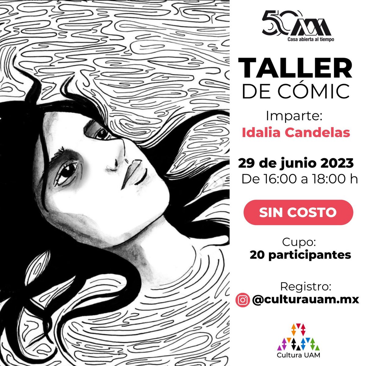 El próximo jueves 29 de junio, tendremos un taller de cómic en la Rectoria de la Universidad Autónoma Metropolitana en CDMX. Es importante que se registren al mail que aparece en la imagen. Me dará mucho gusto verlos!
#uam #idaliacandelas #cómic #comicmexicano