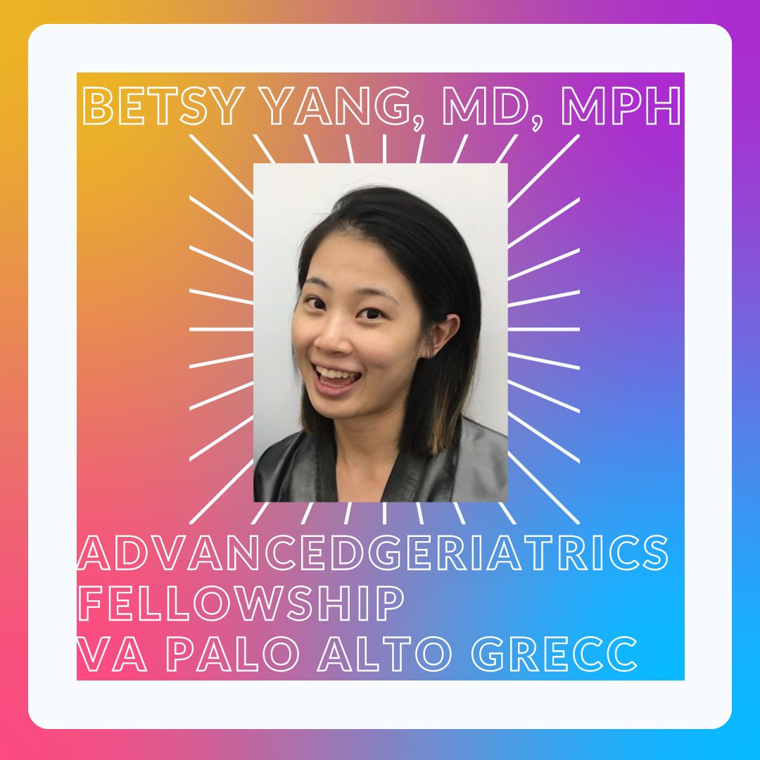 Dr. Yang is joining the Advanced Fellowshp in Geriatrics at the #VAPaloAlto GRECC! Congrats! 👏