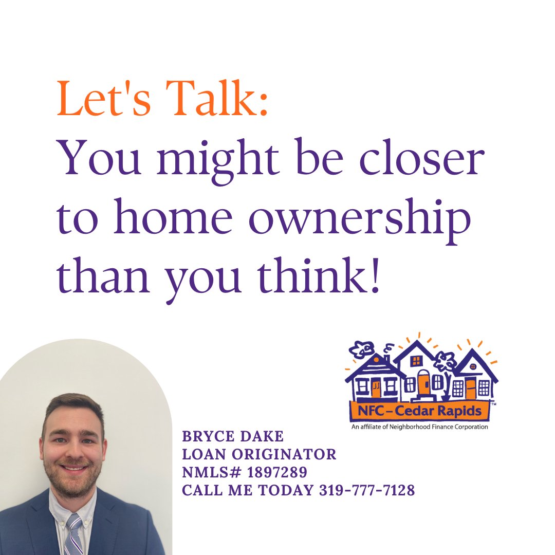 Dreaming of owning your home?🏡Our loan originator, Bryce, is ready to provide answers and guidance about buying, improving, upgrading, or updating your home. Give him a call today! 📞
#homeownership #cedarrapidsiowa #dreamhouse
NMLS# 1757818 Equal Housing Lender