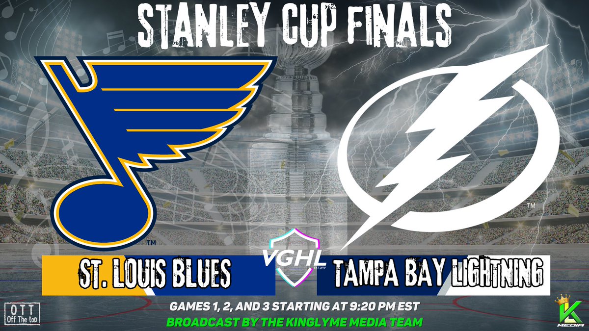 MVGHL's tweet image. 🔥 VG Stanley Cup Finals 🔥

🏒 Games 1-3 start tonight in the East/ West battle for the holy grail. 🏒

Tampa vs St. Louis

⏰- 920pm et, 620pm pt
🎙️- @ItsKingLyme &amp;amp; @Scalz_24 
📺- kick.com/itskinglyme