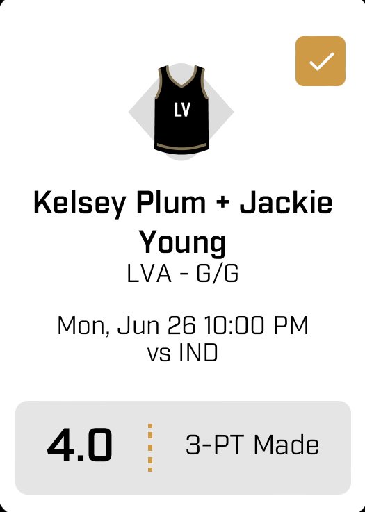 WNBA FREE PLAY⛹️‍♀️

Plum + Young o 4.0 3PM🔒

- 8/13 this szn 
- 26 combined 3’s L4 games (AVG 6.5)
- Plum (-180) o 1.5 3PM
- Young (-215) o 1.5 3PM
- IND allows 2nd most 3PM

Odds: @FanDuel📊

Pairs are in Premium, 1-2U play. GL 💸

#PrizePicks #GamblingTwitter