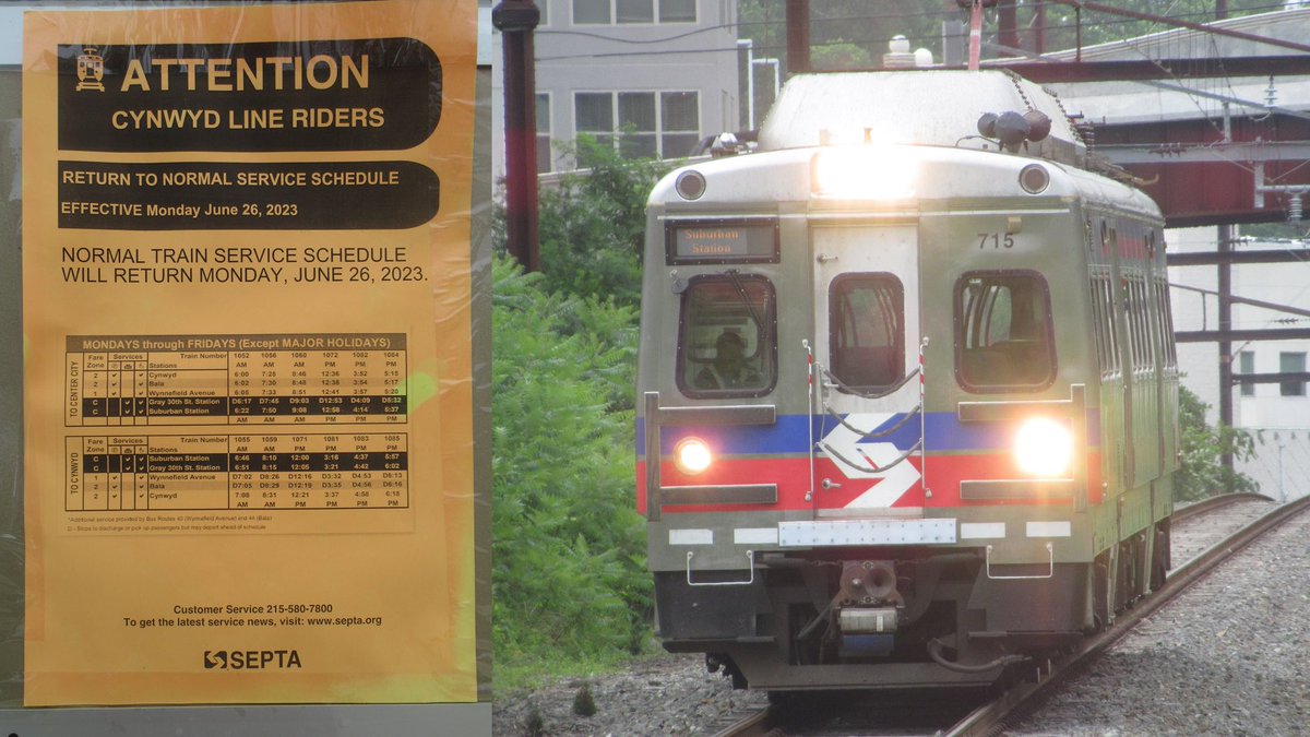 jacorbett7022's tweet photo. #SEPTA #Cynwyd train service is back for anyone not chased away by the repeated disruptions. https://t.co/Xrz8TlErvq