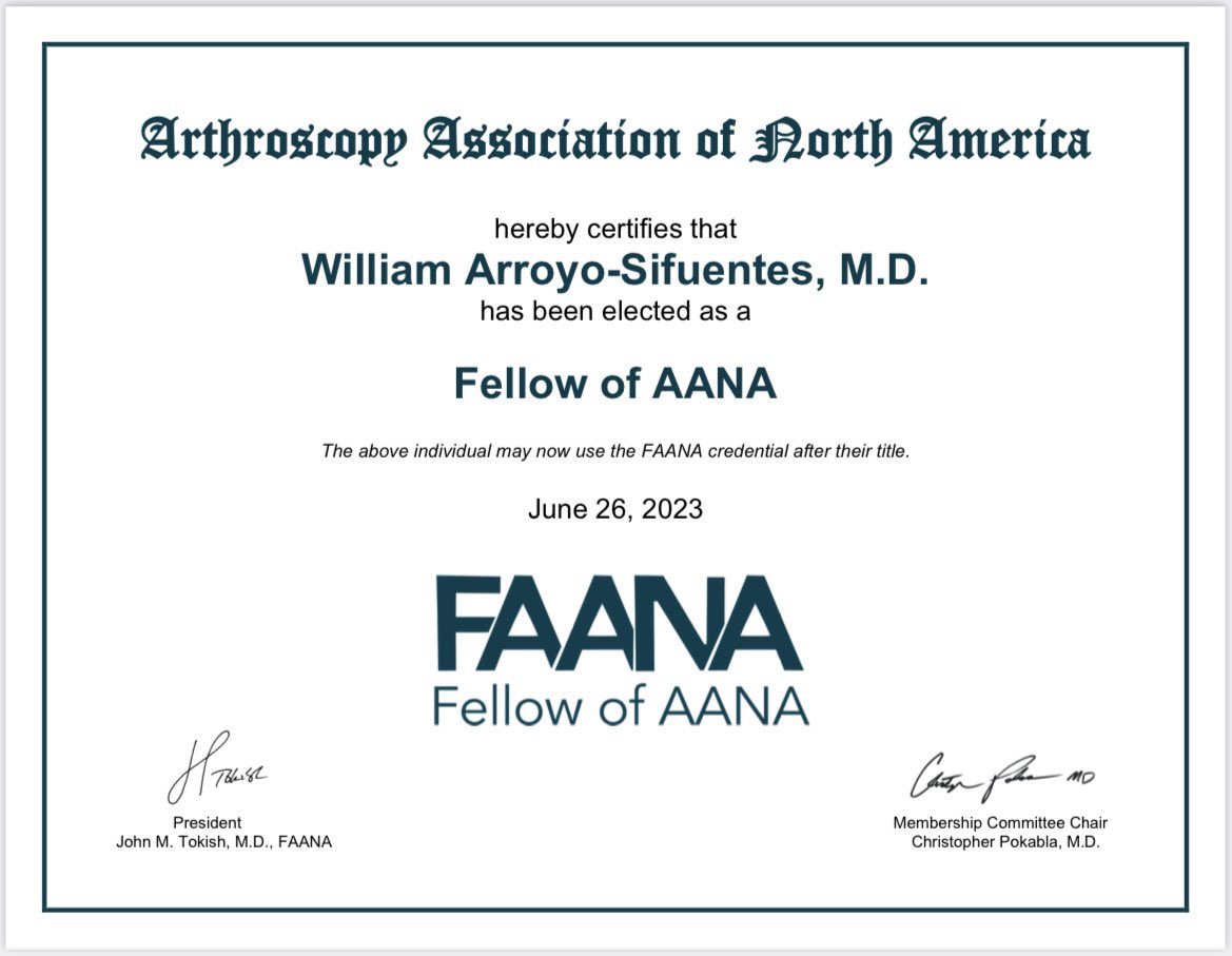 William Arroyo, MD, FAAOS, FAANA tweet media